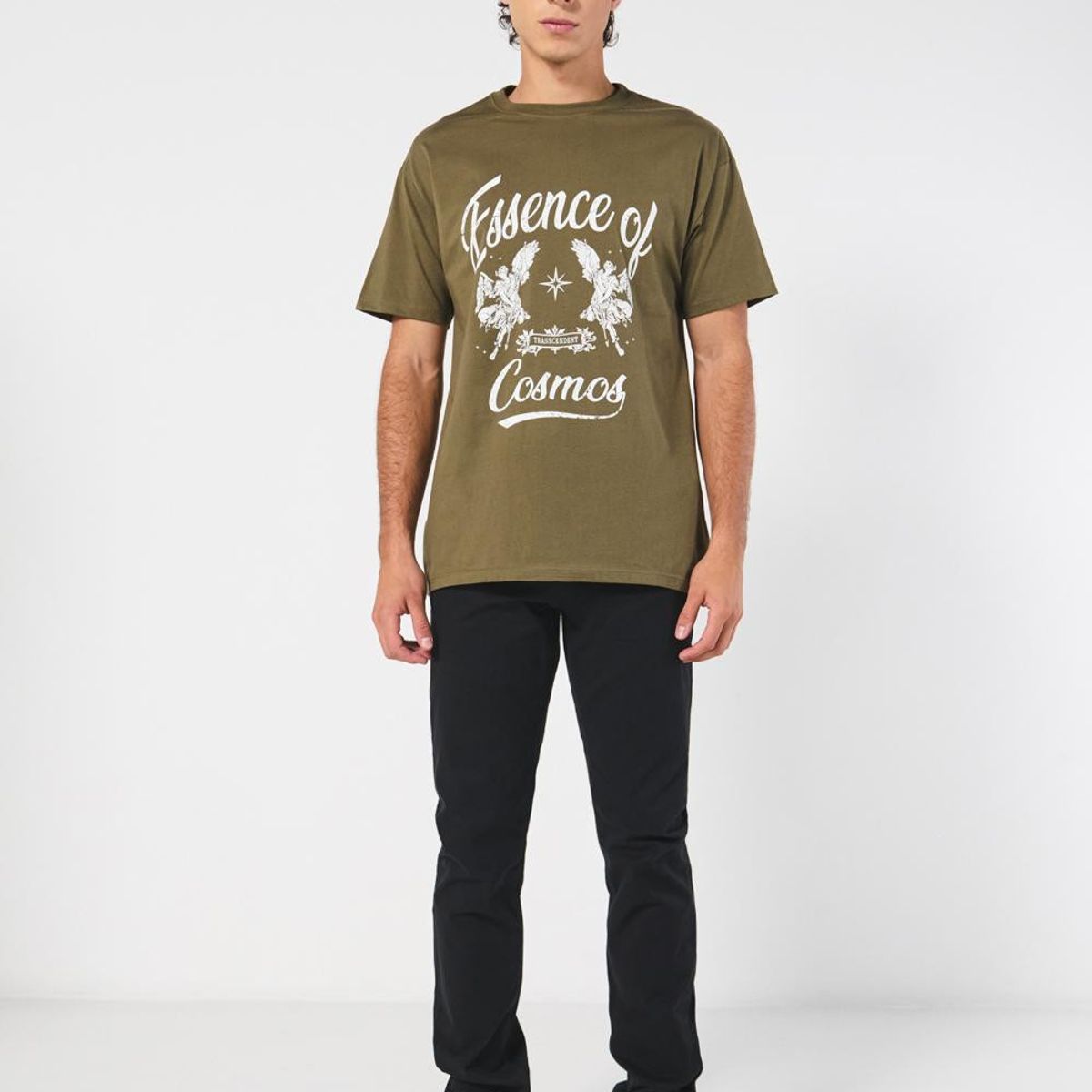 KOAJ - KOAJ Camiseta verde oscura manga corta con diseño celestial