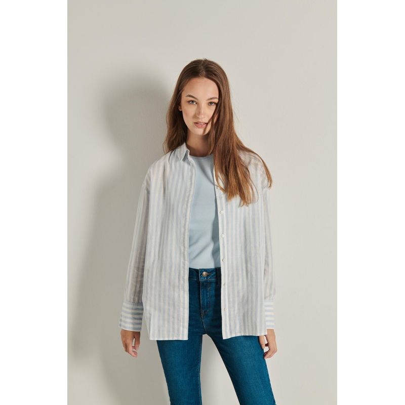KOAJ - KOAJ Blusa a rayas unicolor oversize con manga larga MUJER
