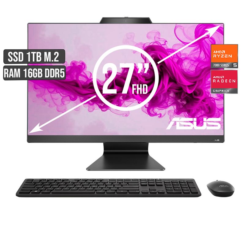 ASUS - TODO EN UNO ASUS AMD RYZEN 5-7520U SSD 1TB RAM 16GB LED 27 FULL HD