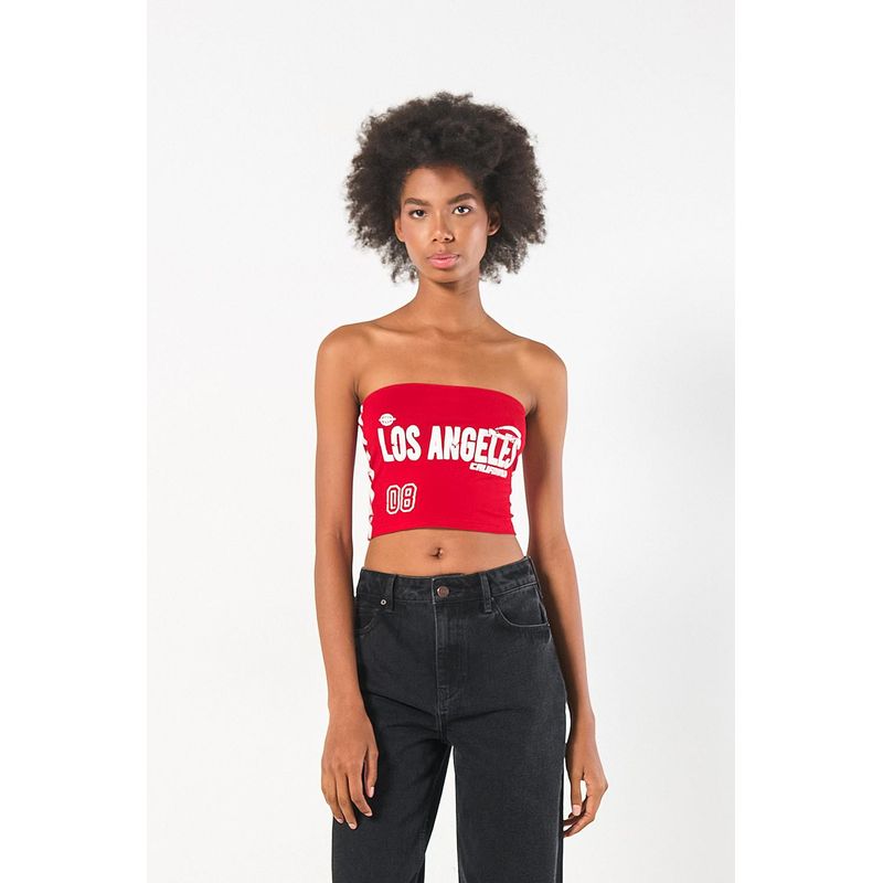KOAJ - KOAJ Top strapless  con estampación en contraste tipo colleg MUJER