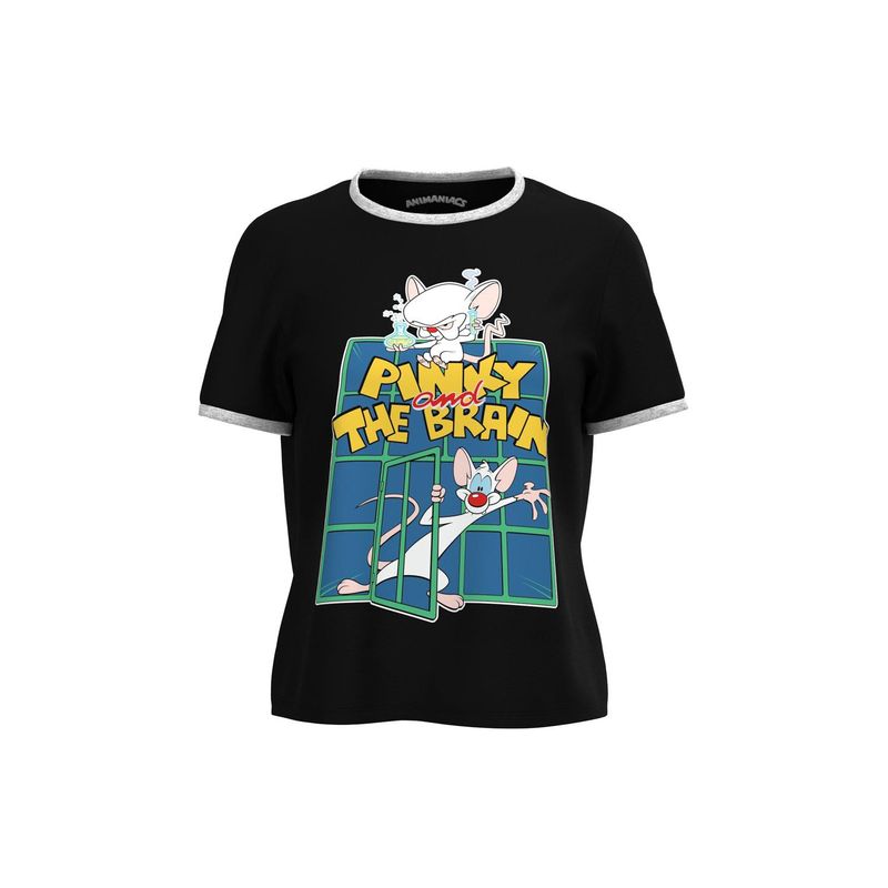 KOAJ - KOAJ Camiseta unicolor con diseÃ±o de Pinky y Cerebro y cont MUJER