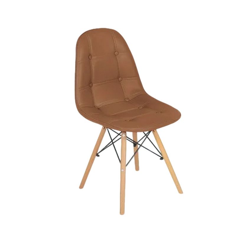 GENERICO - SILLA BOTONES TAPIZADA CUERO Color Marron