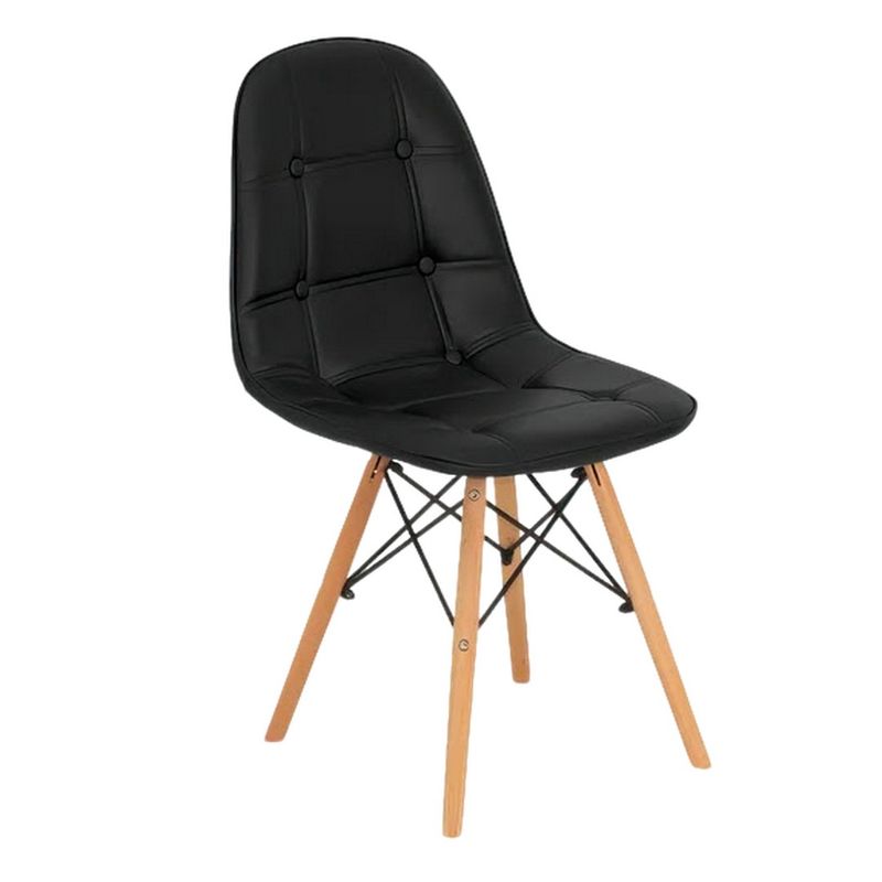 GENERICO - SILLA BOTONES TAPIZADA CUERO Color Negro