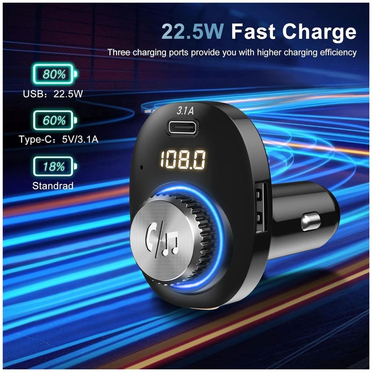 GENERICO - Transmisor Fm Bluetooth Para Coche