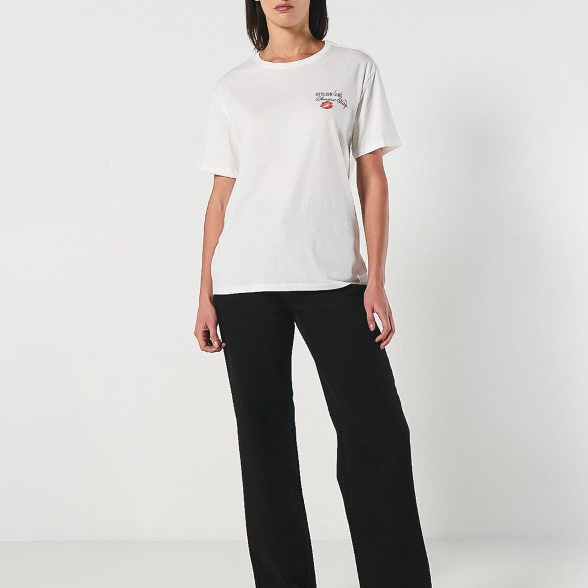 KOAJ - KOAJ Camiseta unicolor para mujer manga corta estampada en f Mujer