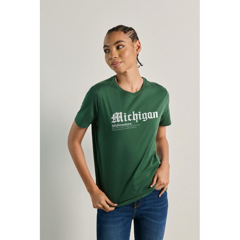 KOAJ - KOAJ Camiseta manga corta de estampado de Michigan MUJER