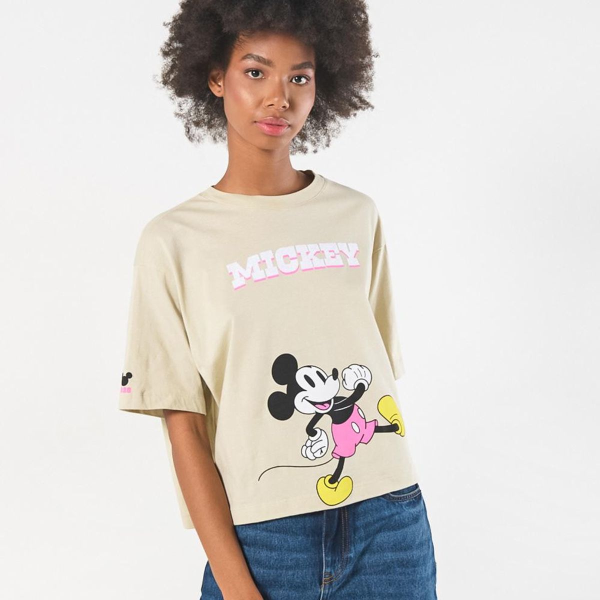 KOAJ - KOAJ Camiseta femenina oversize con arte en frente de Mickey Mujer