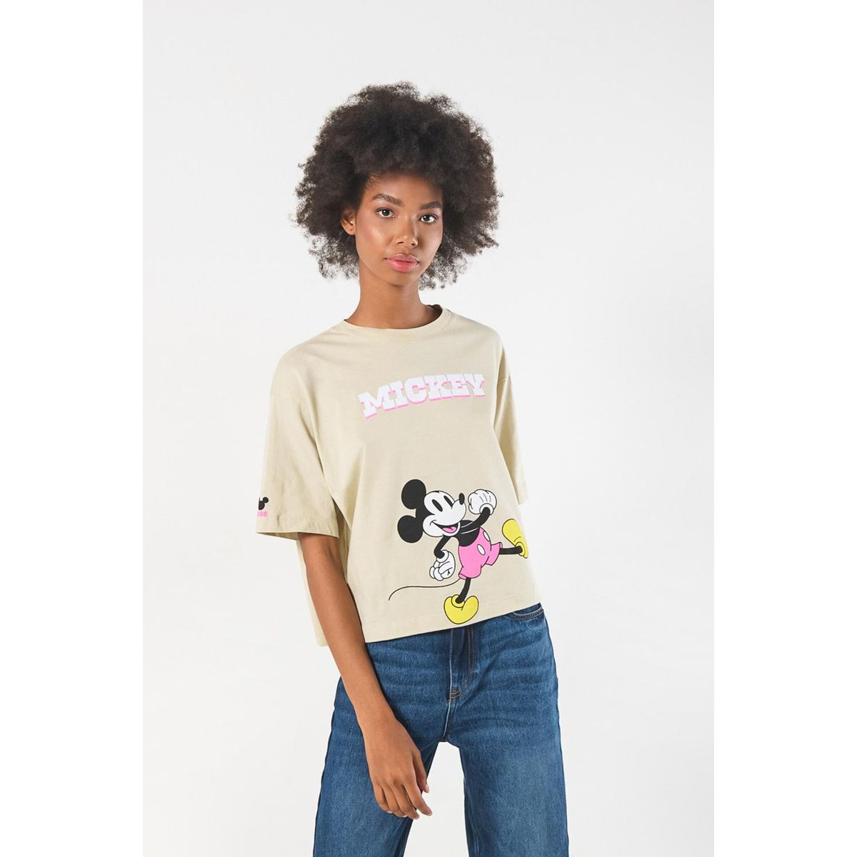 KOAJ - KOAJ Camiseta femenina oversize con arte en frente de Mickey Mujer