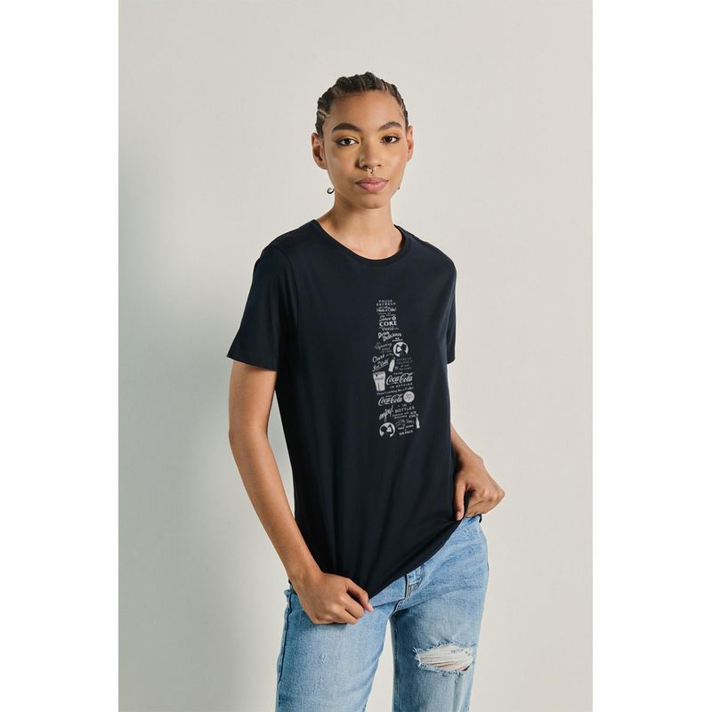 KOAJ - KOAJ Camiseta básica manga corta para mujer con estampado en e MUJER