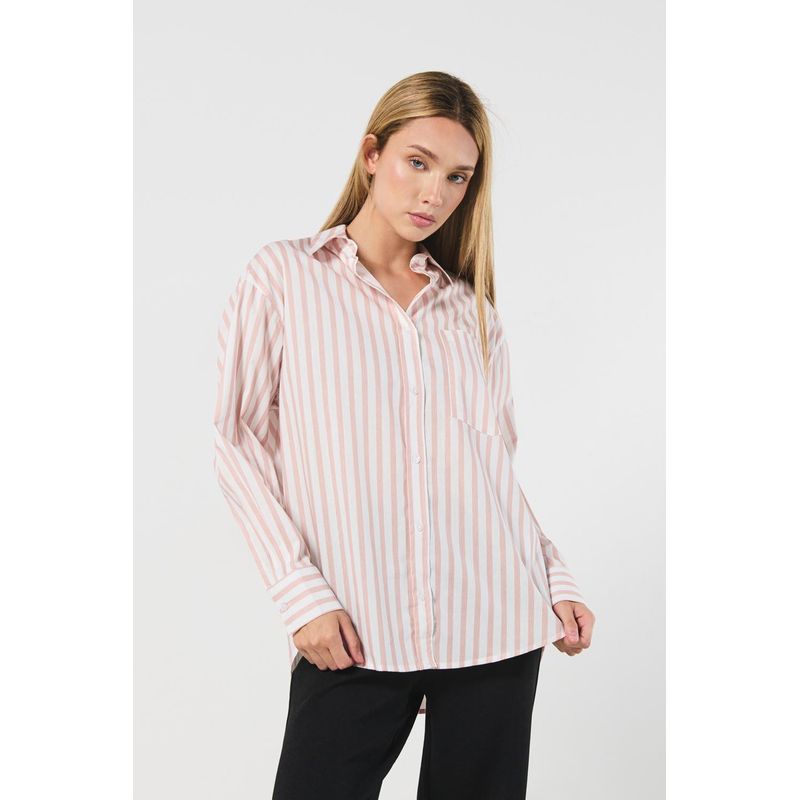 KOAJ - KOAJ Blusa oversize unicolor a rayas con manga larga MUJER