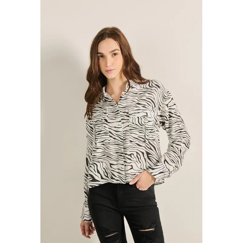 KOAJ - KOAJ Blusa unicolor crop top estampada con manga larga Mujer