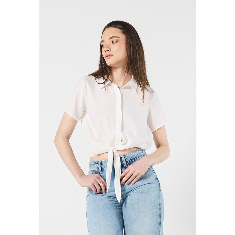 KOAJ - KOAJ BLUSA MANGA CORTA CON NUDO EN EL FRENTE MUJER