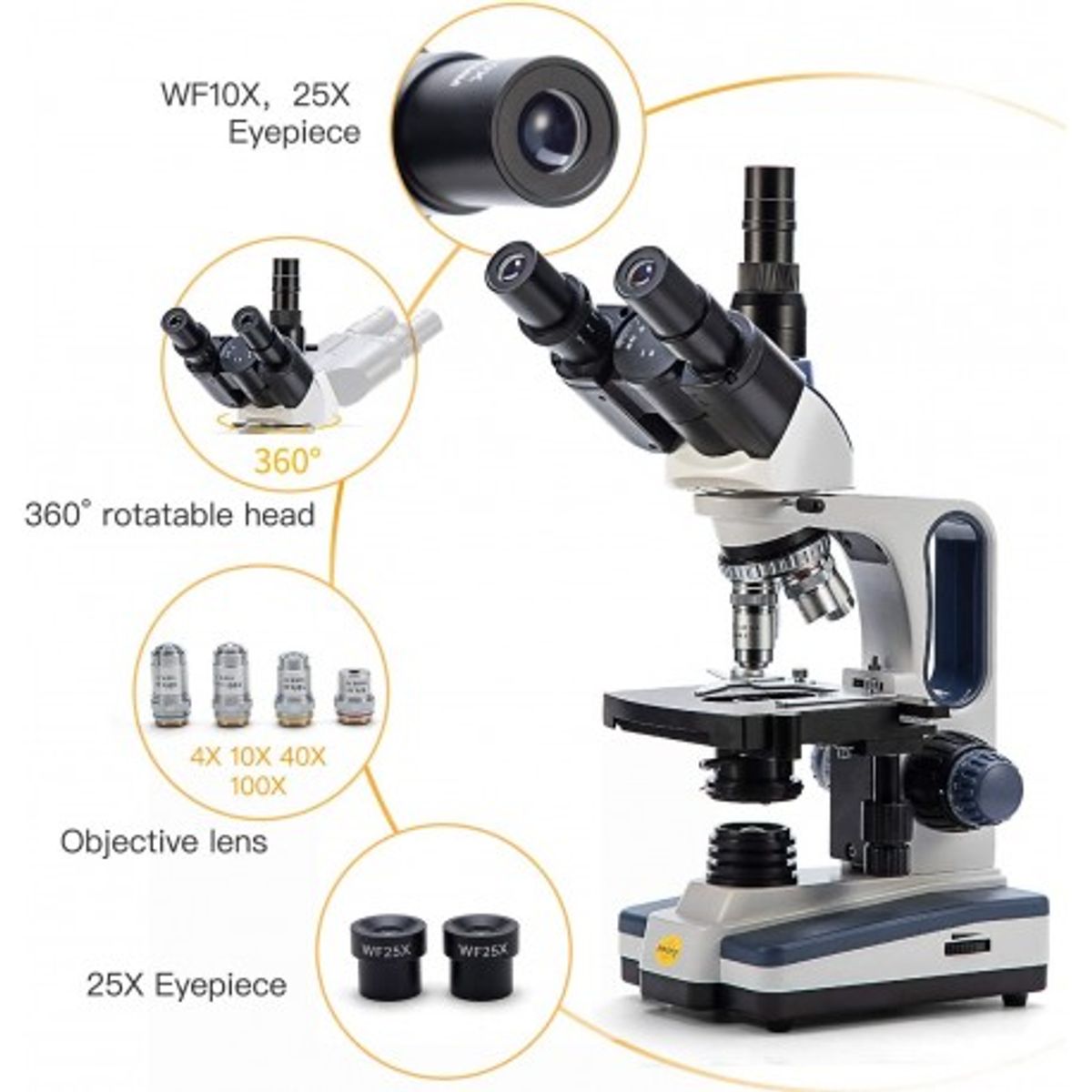 GENERICO - Microscopio Trinocular Compuesto Swift SW350B 40-2500X + Camara