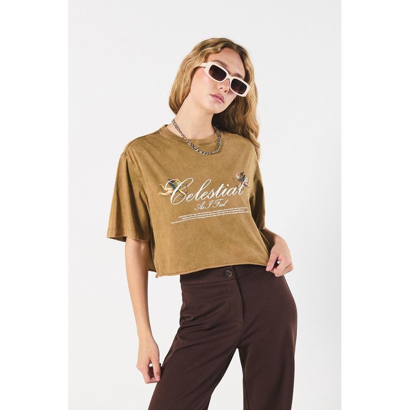 KOAJ - KOAJ camiseta oversize en algodon unicolor cuello redondo en r MUJER