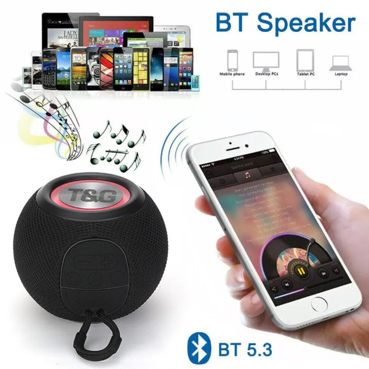 TYG - Parlante T&G TG-337 Esfera Bluetooth Radio Fm Usb Micro Sd