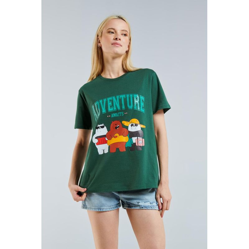 KOAJ - KOAJ Camiseta unicolor con diseÃ±o de Osos Escandalosos y ma MUJER