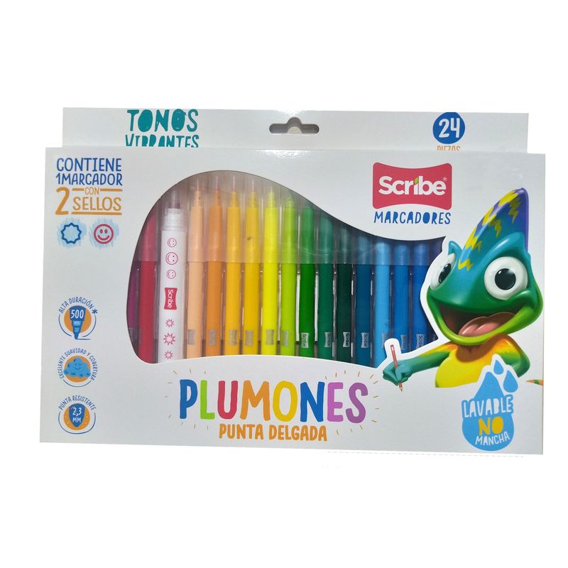 SCRIBE - Plumón Punta Delgada x 24+ Sellitos Scribe