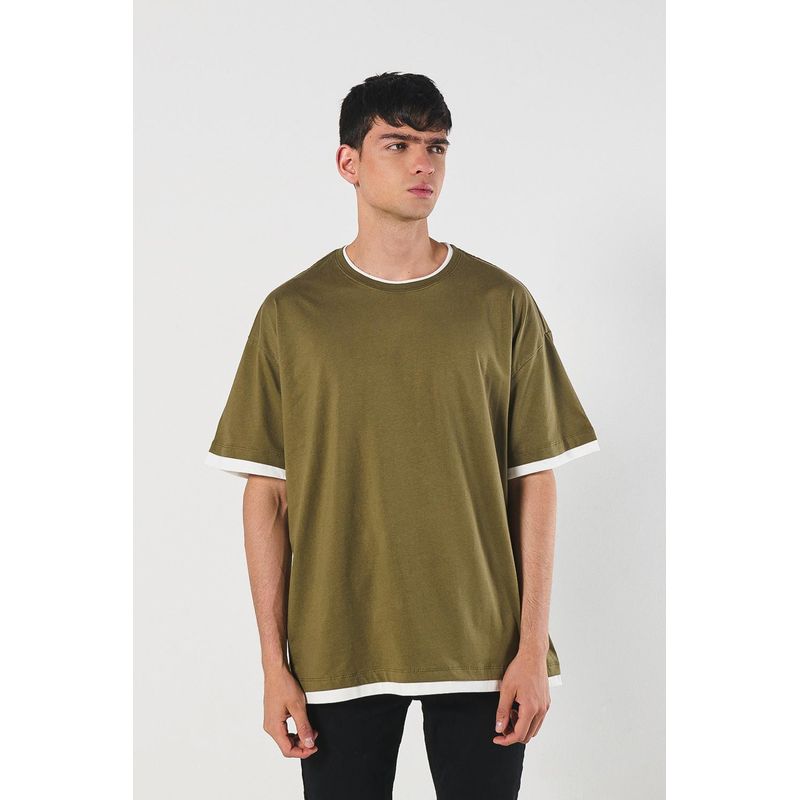 KOAJ - KOAJ Camiseta oversize manga corta unicolor con contrastes HOMBRE