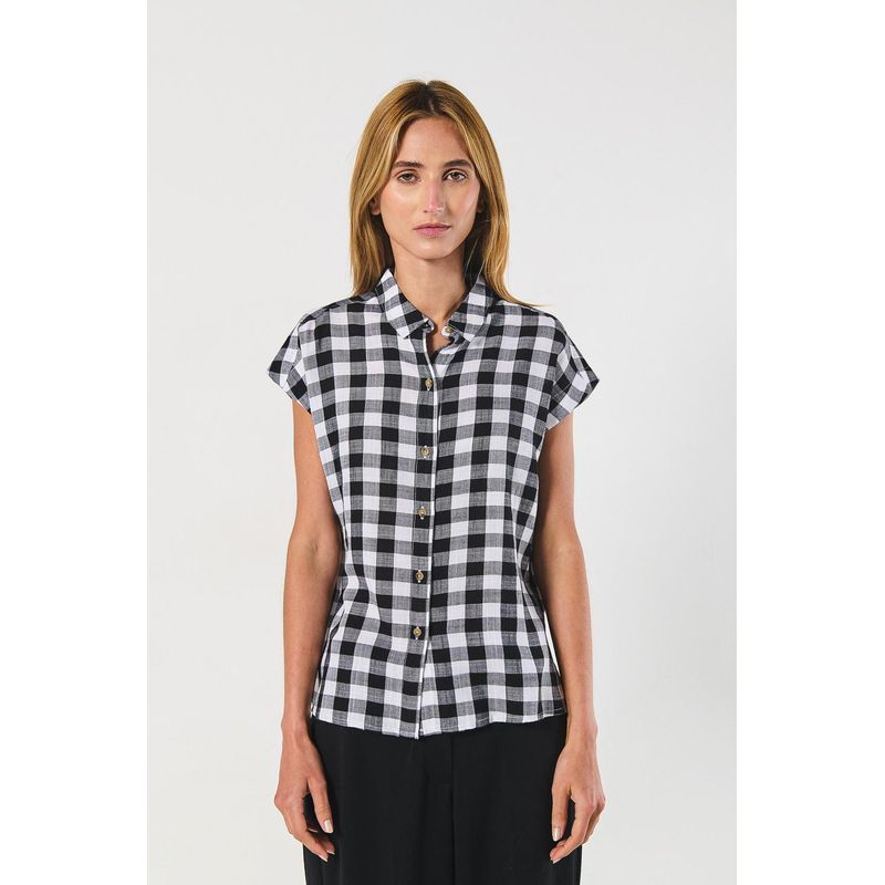 KOAJ - KOAJ Blusa unicolor manga sisa con hombro rodado y botones Mujer