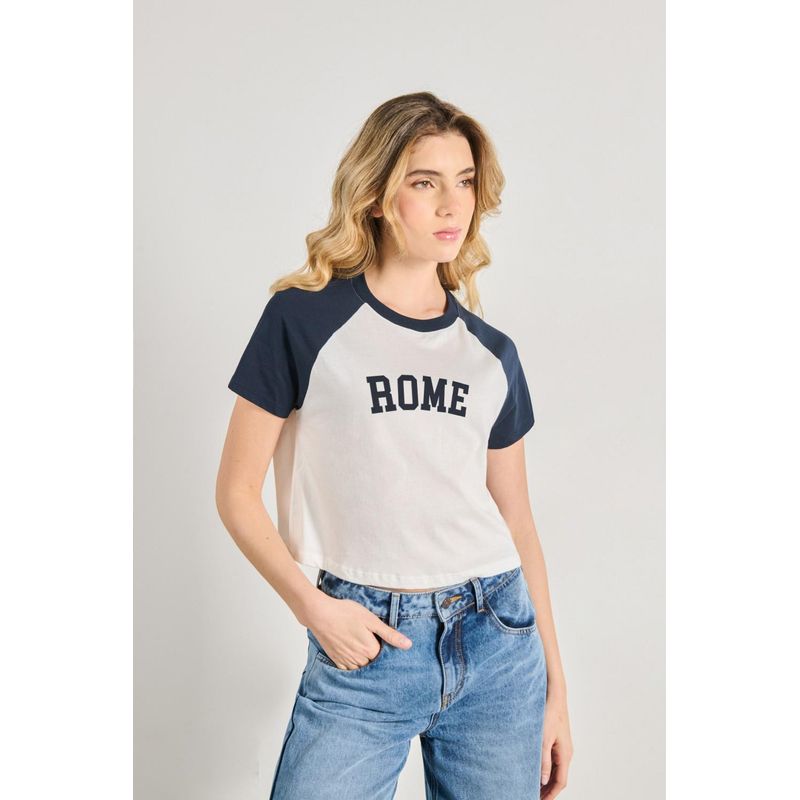 KOAJ - KOAJ Camiseta ranglan manga corta, con estampado en el frente MUJER
