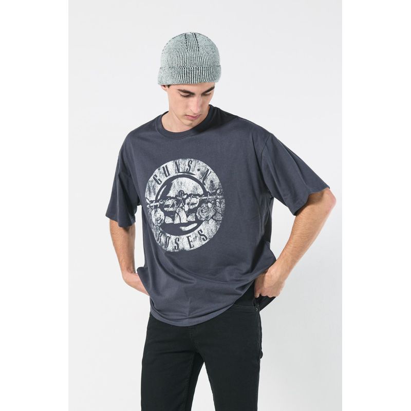 KOAJ - KOAJ Camiseta oversize de Guns N´ Roses gris manga corta Hombre