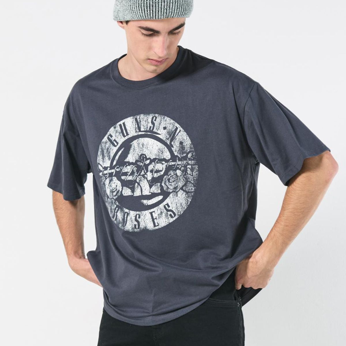 KOAJ - KOAJ Camiseta oversize de Guns N´ Roses gris manga corta Hombre