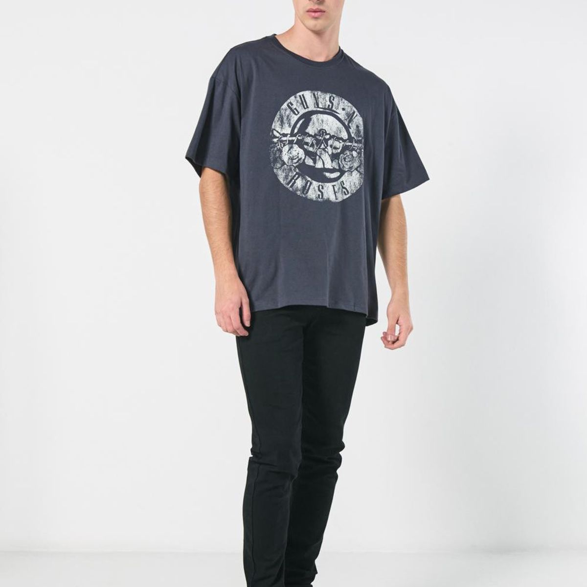 KOAJ - KOAJ Camiseta oversize de Guns N´ Roses gris manga corta Hombre