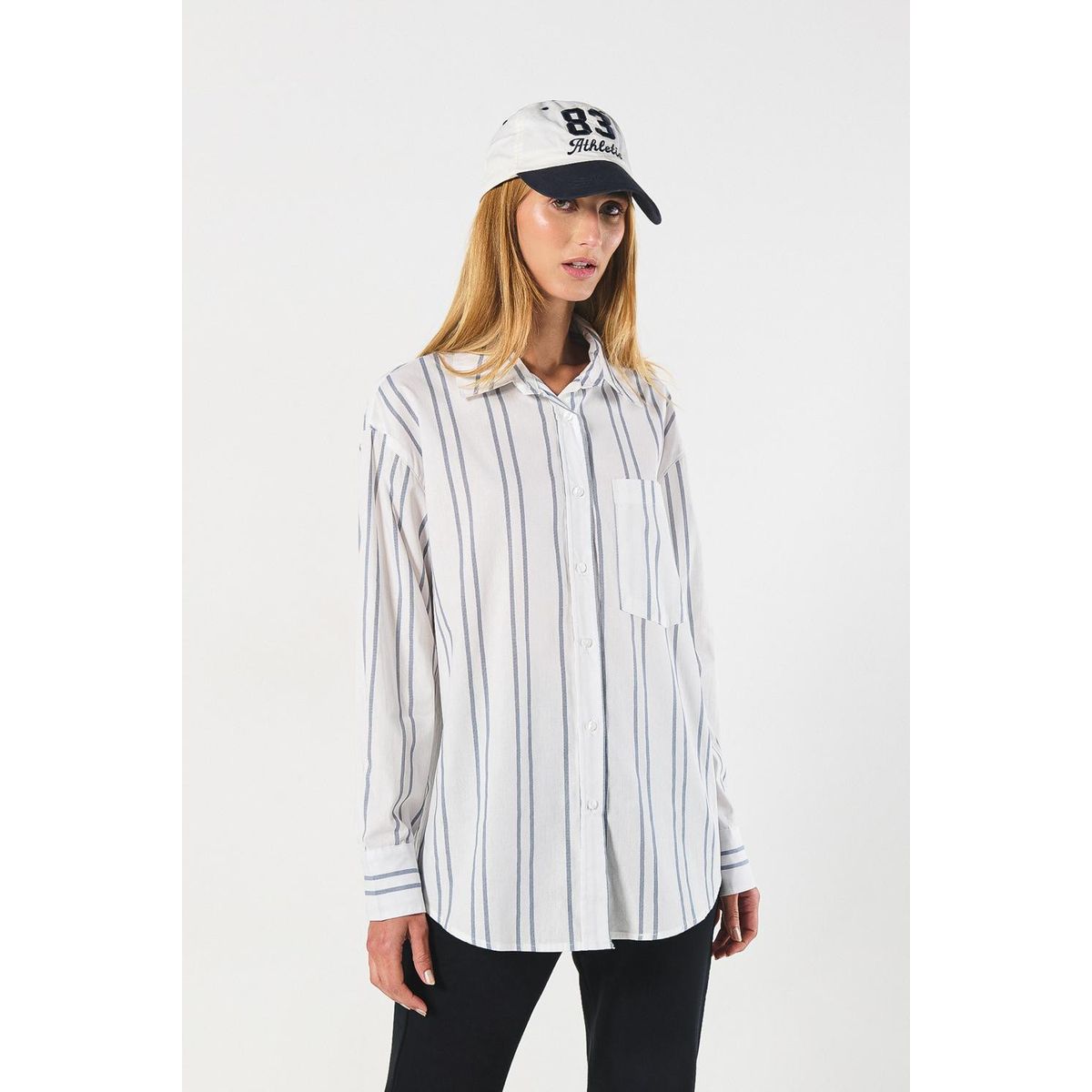 KOAJ - KOAJ Blusa oversize unicolor a rayas con manga larga Mujer