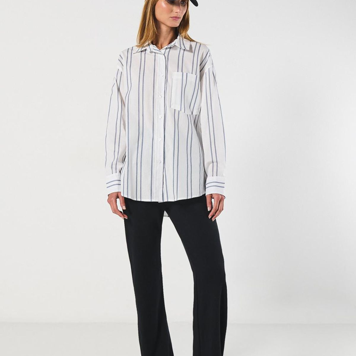 KOAJ - KOAJ Blusa oversize unicolor a rayas con manga larga Mujer