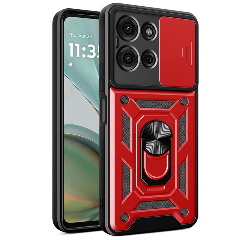 GENERICO - Funda Case Protector Cámara Slider Compatible Motorola G75 Rojo