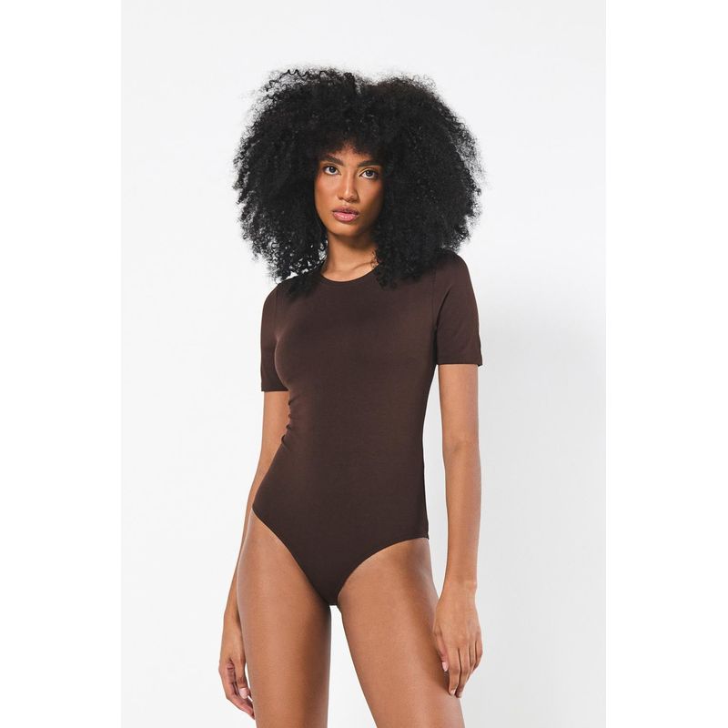 KOAJ - KOAJ Body unicolor cuello redondo, en tela viscosa manga corta MUJER