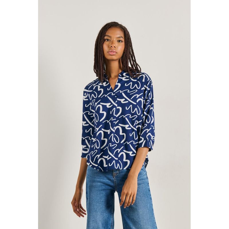 KOAJ - KOAJ Blusa manga 3/4 unicolor para mujer, confeccionada en tel MUJER
