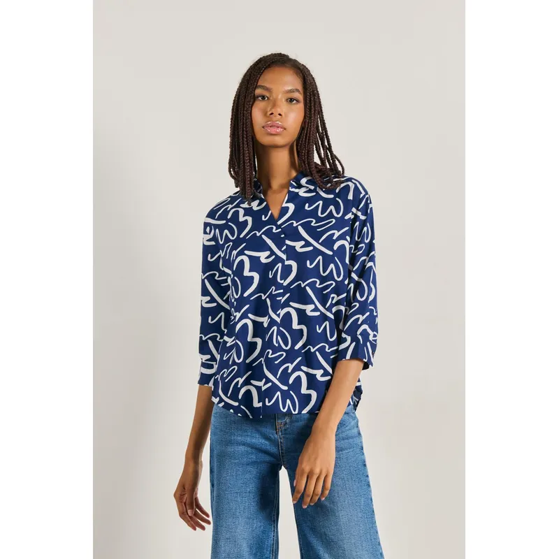KOAJ - KOAJ Blusa manga 3/4 unicolor para mujer, confeccionada en t Mujer