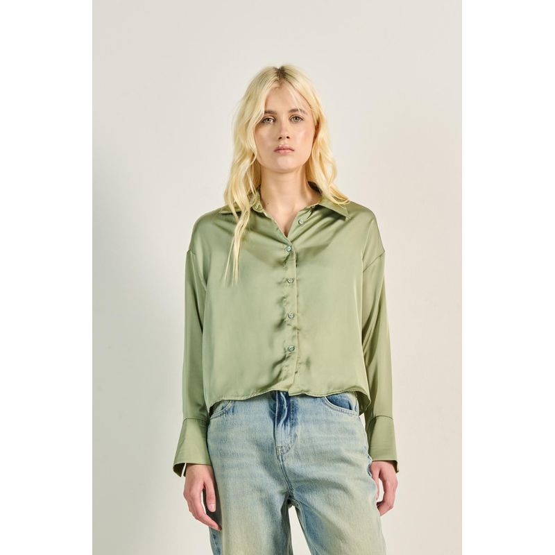 KOAJ - KOAJ Blusa oversize unicolor crop top con manga larga MUJER