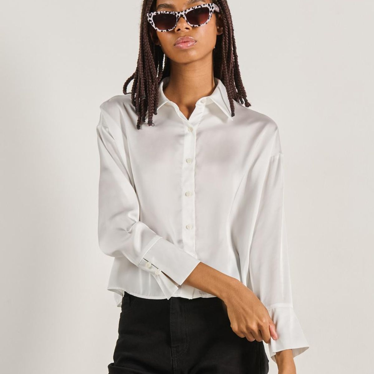 KOAJ - KOAJ BLUSA KOAJ OVERSIZE MANGA LARGA CON LARGO CROP Mujer