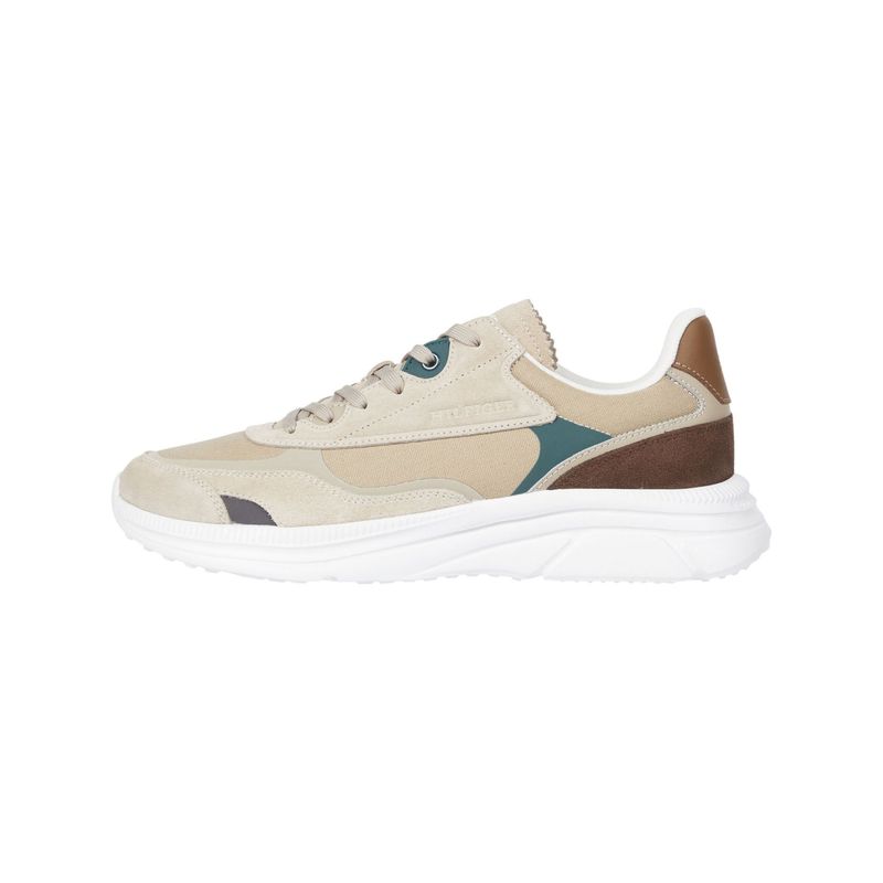 TOMMY HILFIGER - Tenis beige de running con logo en bajo relieve Tommy Hilfiger