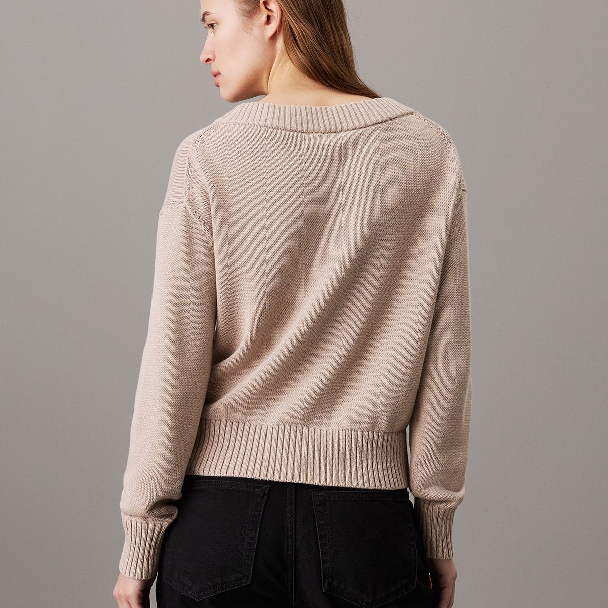 CALVIN KLEIN - Saco rosado tejido de pico con insignia de algodón Calvin Klein