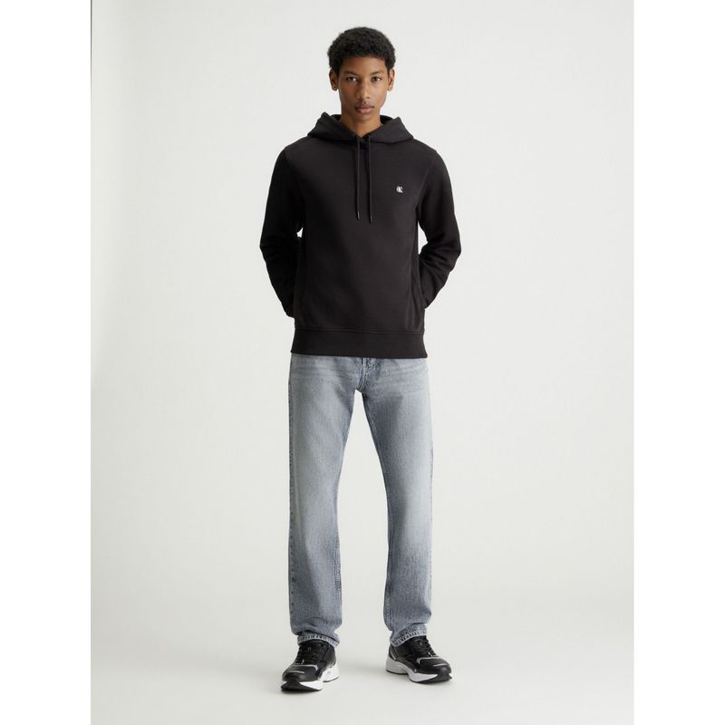 CALVIN KLEIN - Buzo Negro Con Capota De Algodón Con Insignia Calvin Klein