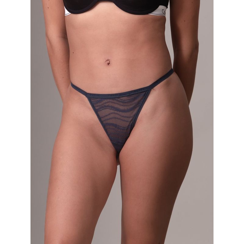 CALVIN KLEIN - Pantie Negra Tipo Tanga Con Encaje Calvin Klein