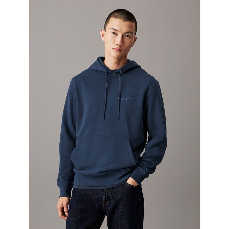 CALVIN KLEIN - Buzo Azul Con Capota Y Logo Tonal Calvin Klein