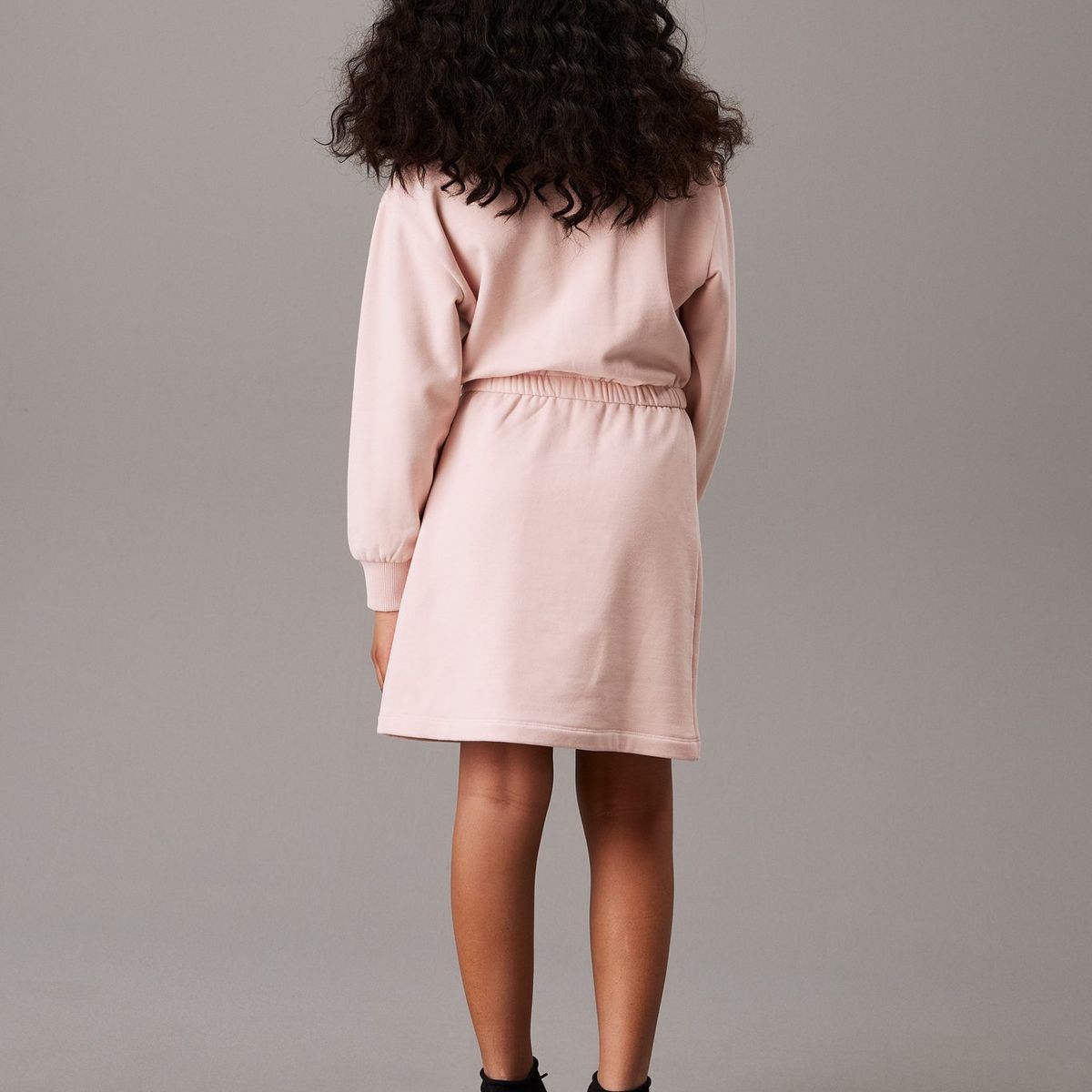 CALVIN KLEIN - Vestido rosado estilo saco con logo para niña Calvin Klein