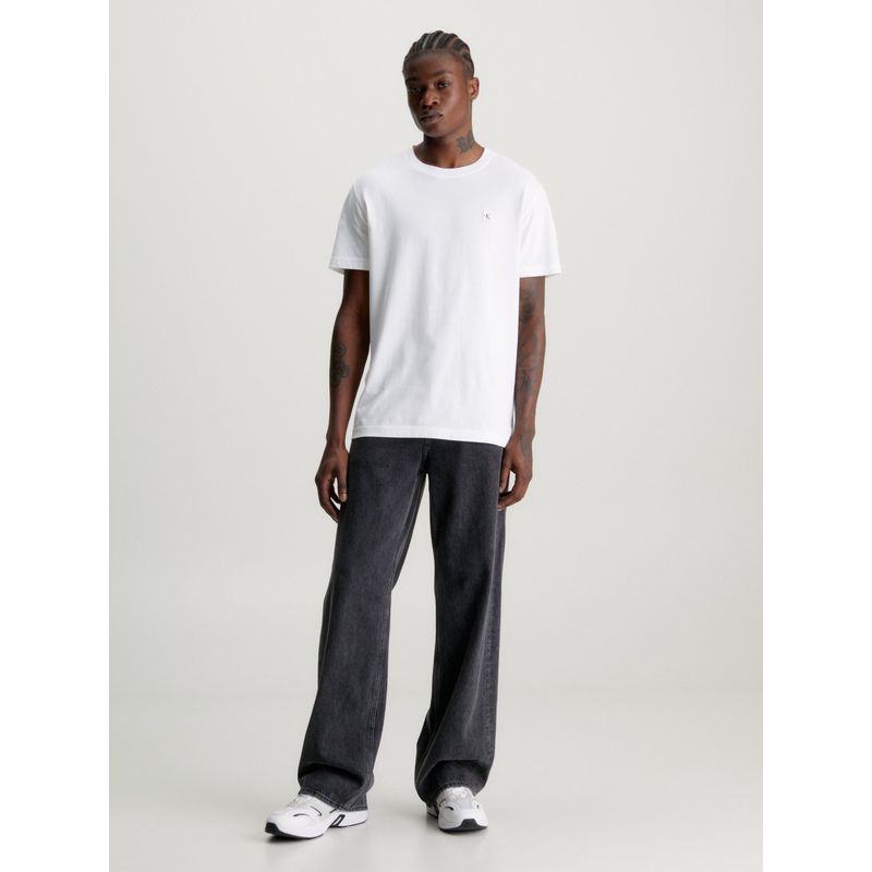 CALVIN KLEIN - Camiseta blanca de algodón con insignia Calvin Klein