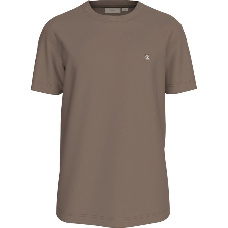 CALVIN KLEIN - Camiseta chocolate de algodón con insignia Calvin Klein