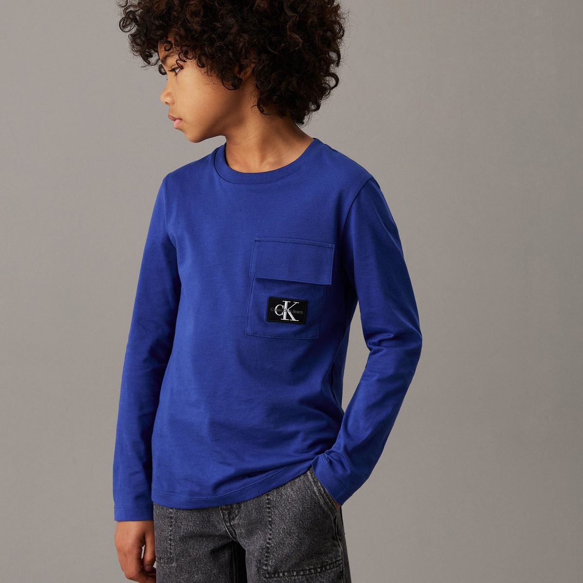 CALVIN KLEIN - Camiseta Niño Azul De Manga Larga Con Bolsillo Calvin Klein