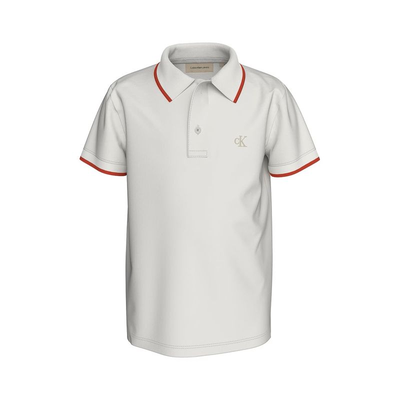 CALVIN KLEIN - Polo Beige Con Detalle En Bordes Para Niño Calvin Klein