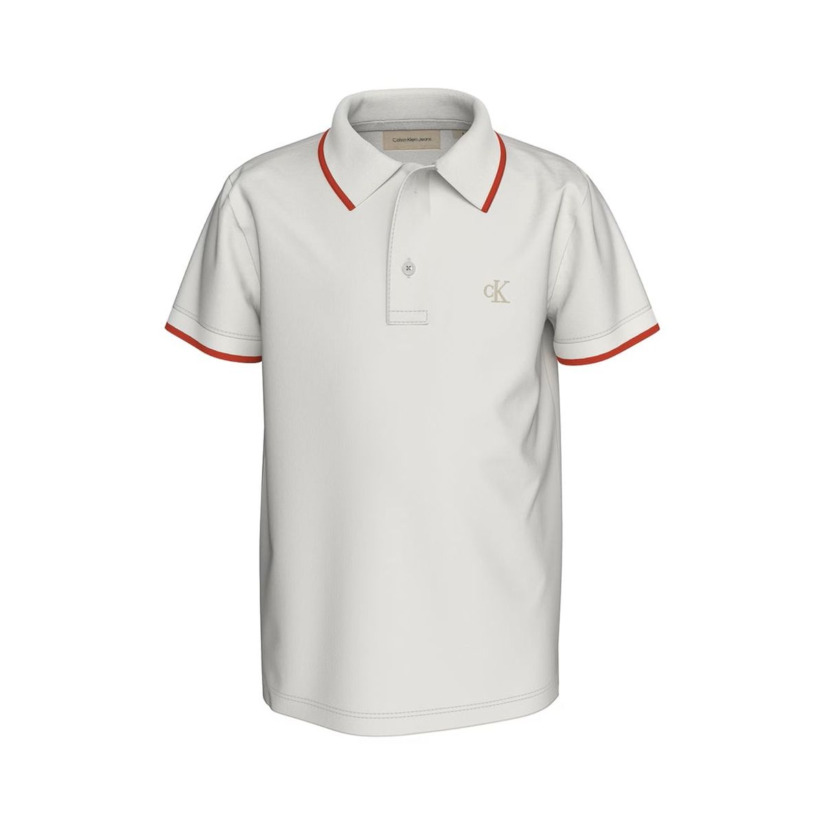 CALVIN KLEIN - Polo Beige Con Detalle En Bordes Para Niño Calvin Klein
