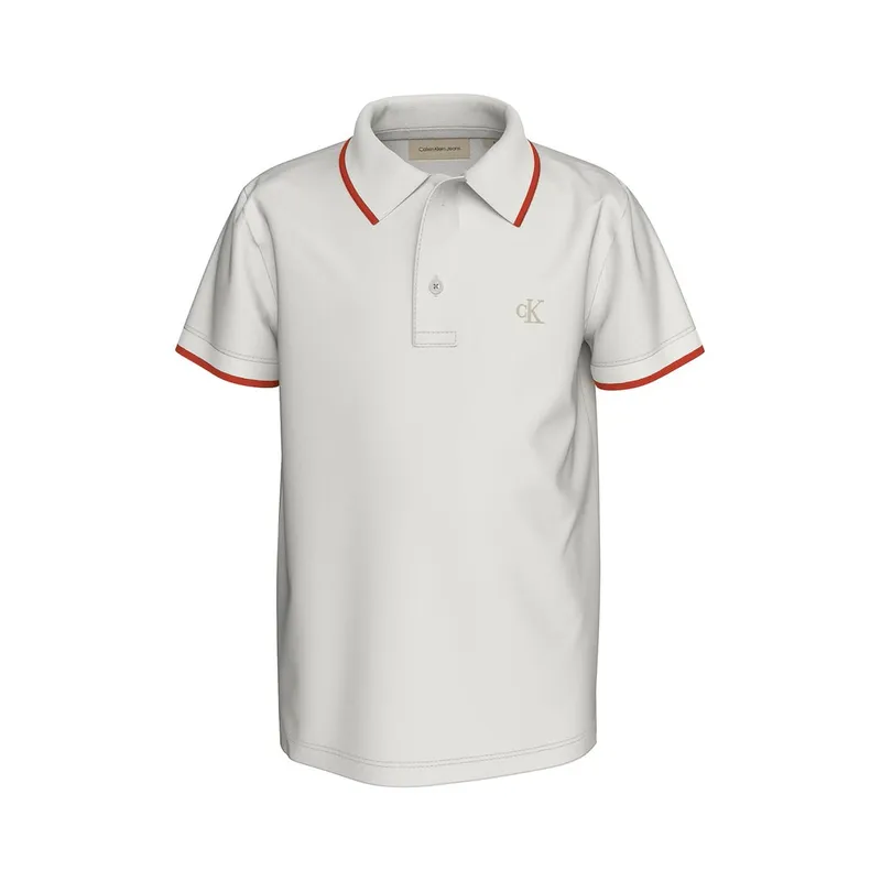 CALVIN KLEIN - Polo Beige Con Detalle En Bordes Para Niño Calvin Klein