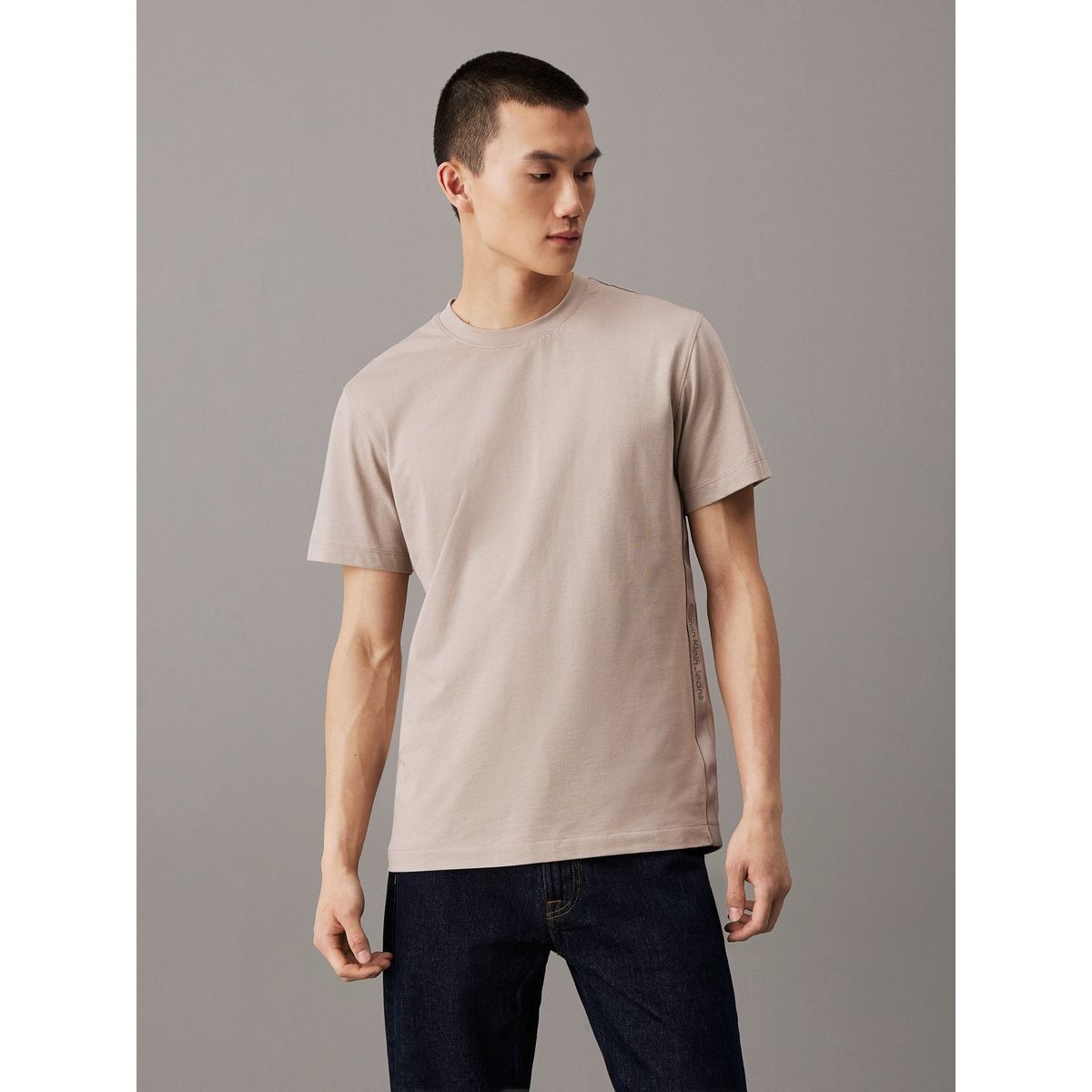 CALVIN KLEIN - Camiseta Beige Con Logo En La Cinta Calvin Klein