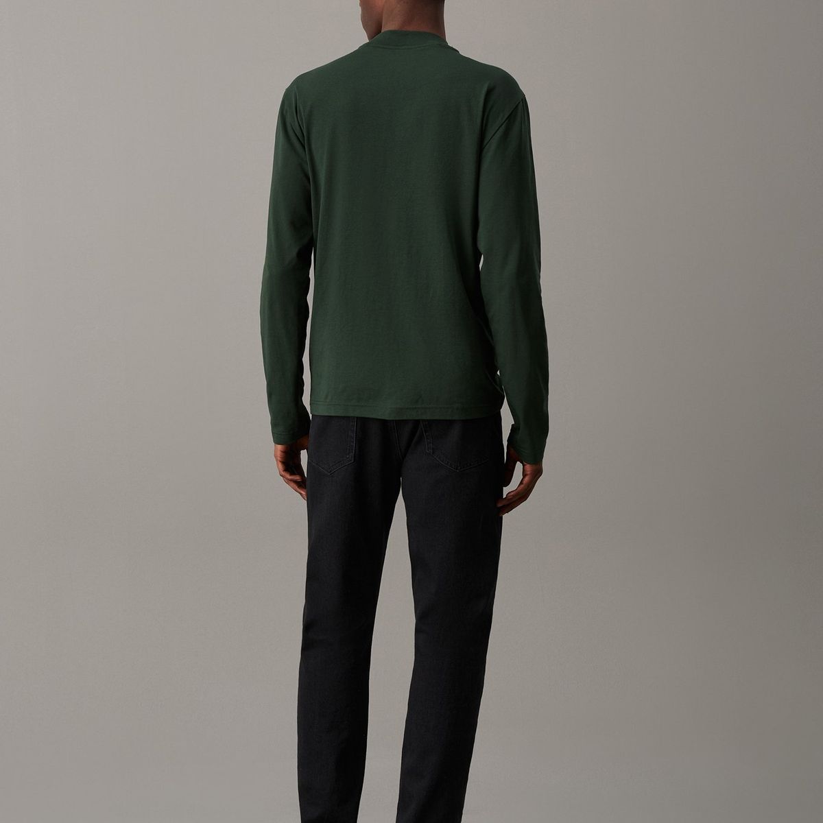 CALVIN KLEIN - Camiseta Verde Oscuro De Manga Larga Con Cuello Perkins Calvin Klein