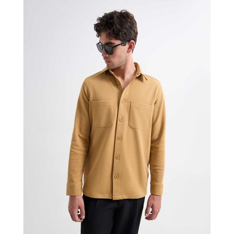 SEVEN SEVEN - Camisa Para Hombre Manga Larga  Color Mostaza Marca Seven Seven #45012091